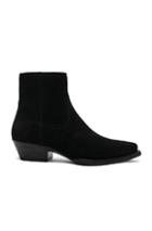 Saint Laurent Suede Lukas Western Boots In Black