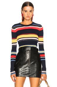 Frame Panel Stripe Sweater In Blue,stipes