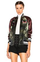 Valentino Butterfly Bomber Jacket In Green,purple,ombre & Tie Dye