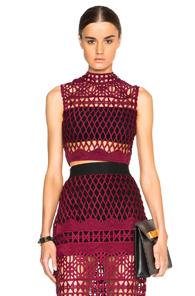 Self-portrait Cutwork Lace Crop Top In Red