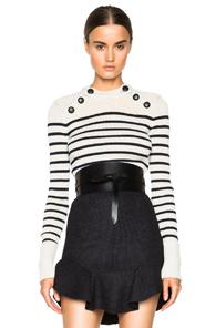 Isabel Marant Hatfield Navy Knit Sweater In Neutrals,stripes