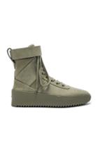 Fear Of God Nubuck Leather Military Sneakers In Green