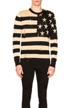 Balmain American Flag Pullover Sweater In Abstract,black,stripes