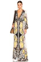 Etro Beaded Long Dress In Yellow,floral,abstract