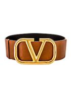Valentino Go Logo Buckle Belt In Brown