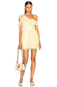 Self-portrait Circle Floral Lace Frill Mini Dress In Yellow