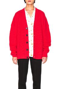 Raf Simons V Neck Cardigan In Pink