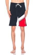 Thom Browne Brushed Finish Directional Color Block Chevron Board Short In Blue