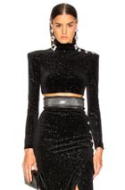 Balmain Star Speckled Crop Top In Black,stars