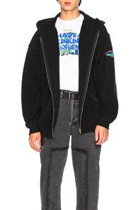 Vetements Oversized Inside Out Zip Up Hoodie In Black