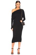 Enza Costa Rib Exposed Shoulder Midi Dress In Black