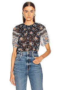 Ulla Johnson Inez Blouse In Black,blue,floral