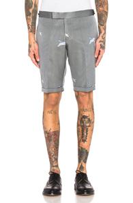 Thom Browne Crane Ottoman Shorts In Gray,animal Print