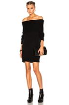 T By Alexander Wang Cashwool Off Shoulder Dress In Black