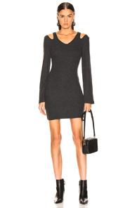 Enza Costa Rib Wide Sleeve Mini Dress In Gray