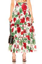 Alexis Delora Skirt In Green,floral,red,white