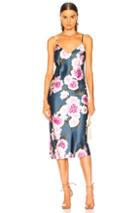 Fleur Du Mal Silk Bias Dress In Blue,floral,pink