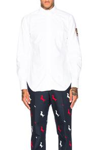 Thom Browne Hector Sleeve Crest Oxford Shirt In White
