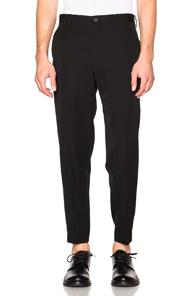 Yohji Yamamoto Rucked Gabardine Slim Slacks In Black