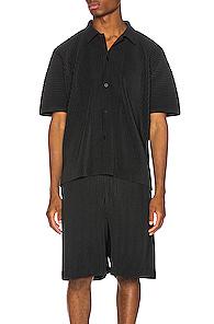 Issey Miyake Homme Plisse Button Shirt In Black