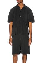 Issey Miyake Homme Plisse Button Shirt In Black