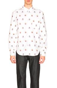 Naked & Famous Denim X Street Fighter Ryu & Ken Jacquard Shirt In Abstract,white