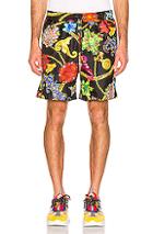 Versace Shorts In Black,floral,novelty,red
