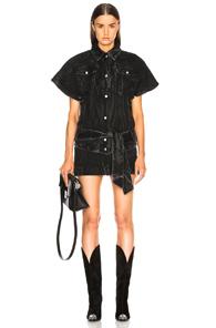 Givenchy Marble Wash Short Sleeve Denim Jacket In Black