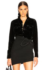 Saint Laurent Velvet Western Shirt In Black