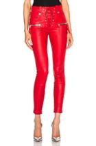 Unravel Lace Front Leather Skinny Pants In Red