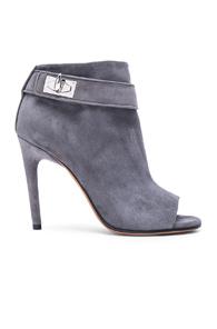 Givenchy Ryka Suede Booties In Gray,blue