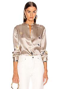 Equipment Cherine Top In Floral,metallic