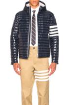 Thom Browne 4 Bar Stripe Quilted Hooded Jacket In Blue,stripes,white