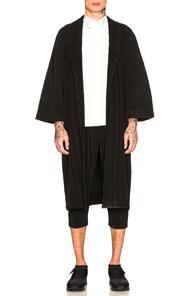 Issey Miyake Homme Plisse Long Coat In Black