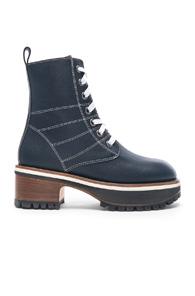 Sies Marjan Leather Jessa Combat Boots In Blue