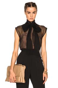 Lanvin Bow Neck Blouse In Black