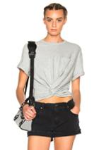 T By Alexander Wang Twist Front Short Sleeve Tee In Gray