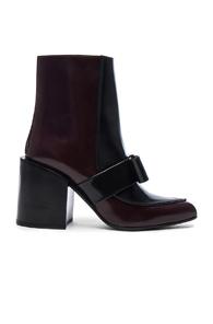 Marni Bow Leather Booties In Red,black