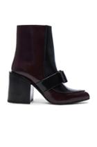 Marni Bow Leather Booties In Red,black
