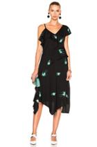 Diane Von Furstenberg Asymmetrical Ruffle Dress In Black,floral