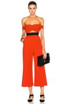 Self-portrait Off Shoulder Flare Jumpsuit In Red