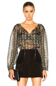 Saint Laurent Blouson Blouse In Black,floral