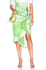 Silvia Tcherassi Waterloo Skirt In Green,floral,paisley,white