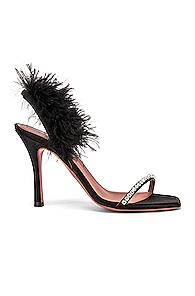 Amina Muaddi Suede Adwoa Sandal In Black