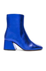 Maison Margiela Laminated Leather Chunky Heel Boots In Blue,metallics
