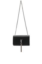 Saint Laurent Medium Monogramme Kate Tassel Chain Bag In Black