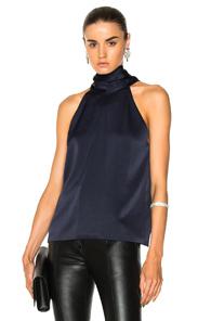 Galvan Sash Neck Tunic Top In Blue