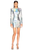 Balmain Long Sleeve Mini Dress In Metallic
