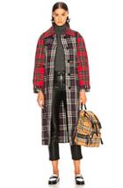 Burberry Tartan Trench Coat In Black,plaid,red