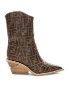 Fendi Cutwalk Logo Print Western Boots In Brown
